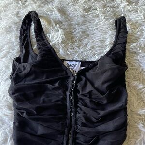 Hook Front Black Crop Top- Princess Polly Size 2